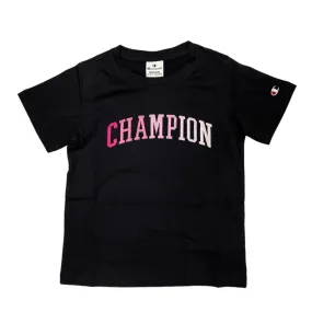 Champion maglietta manica corta da ragazza con scritta avanti 404988  nero