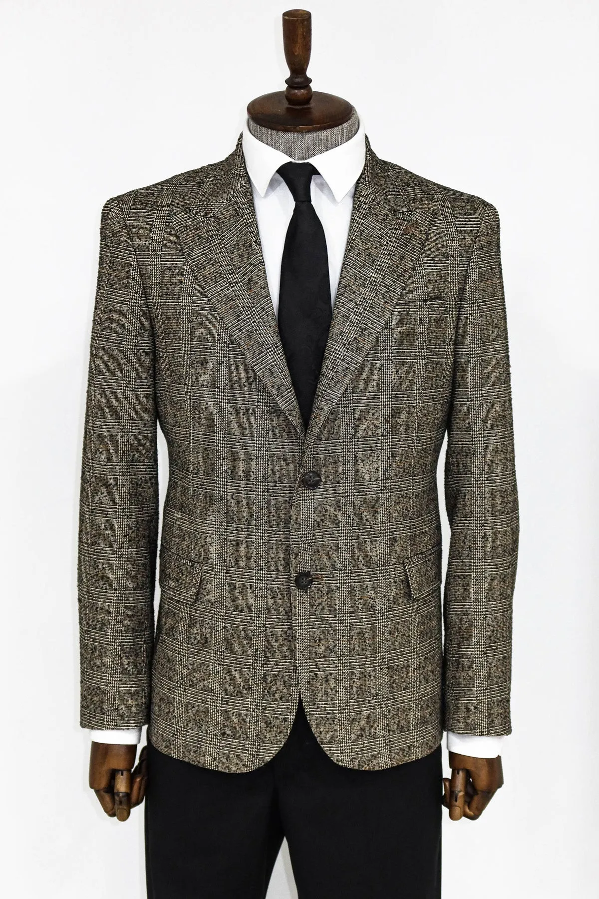 Checked Black Men Blazer and Trousers Combination - Wessi