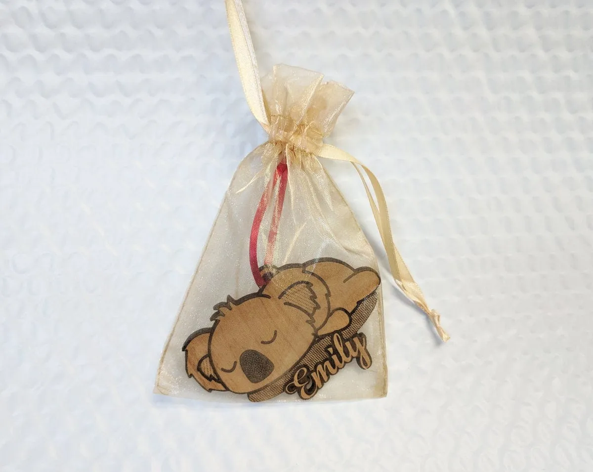 Christmas Ornament Sleeping Baby Koala Bear Wild Animal Lover Holiday Gift for Babys First Childs Present Idea Adult Stocking Stuffer Custom