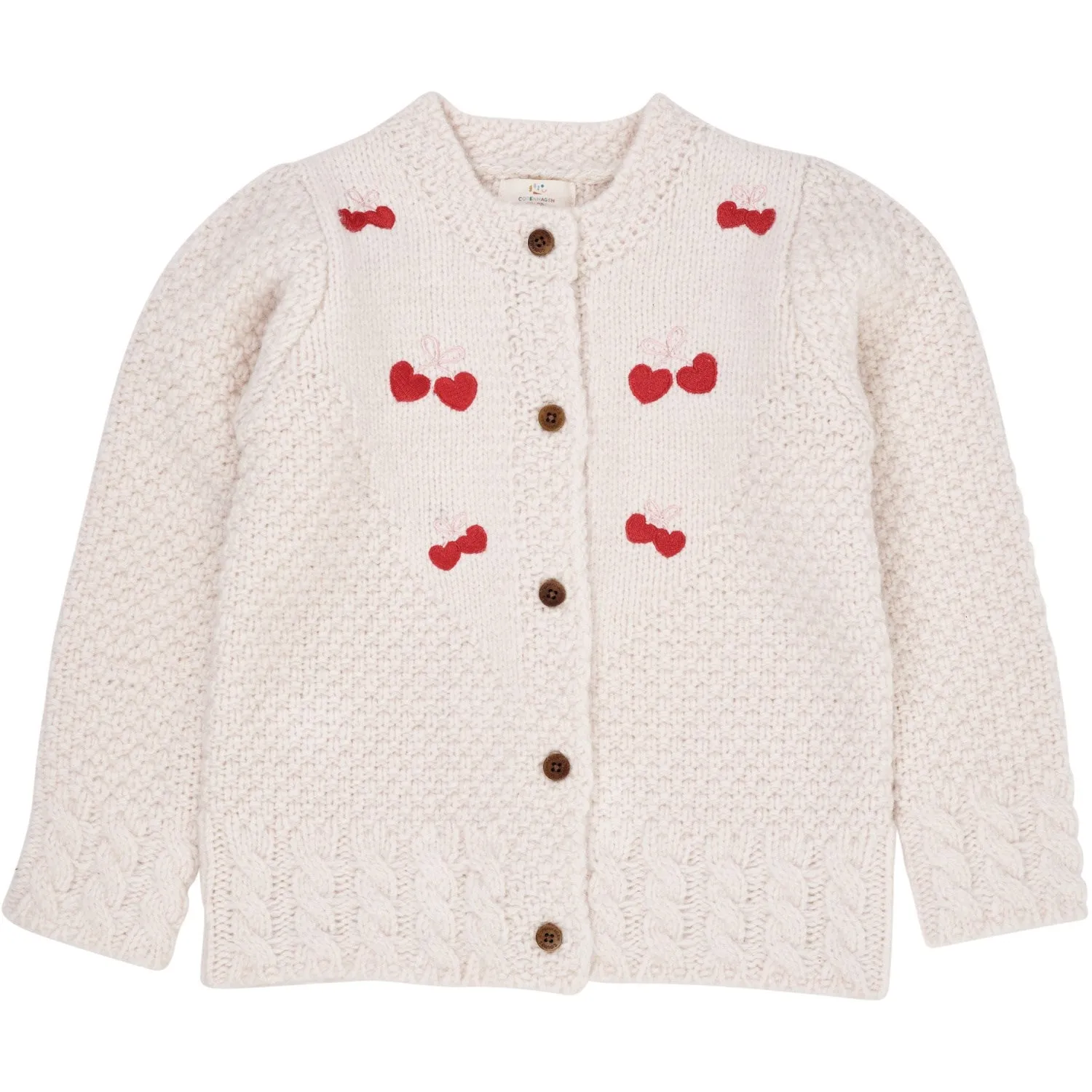 Copenhagen Colors Cream Lambwool Cardigan W. Bow Emb