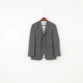 Crespolino Men 40 Blazer Gray Vintage Wool Loro Piana Super 110'S Striped Single Breasted Jacket