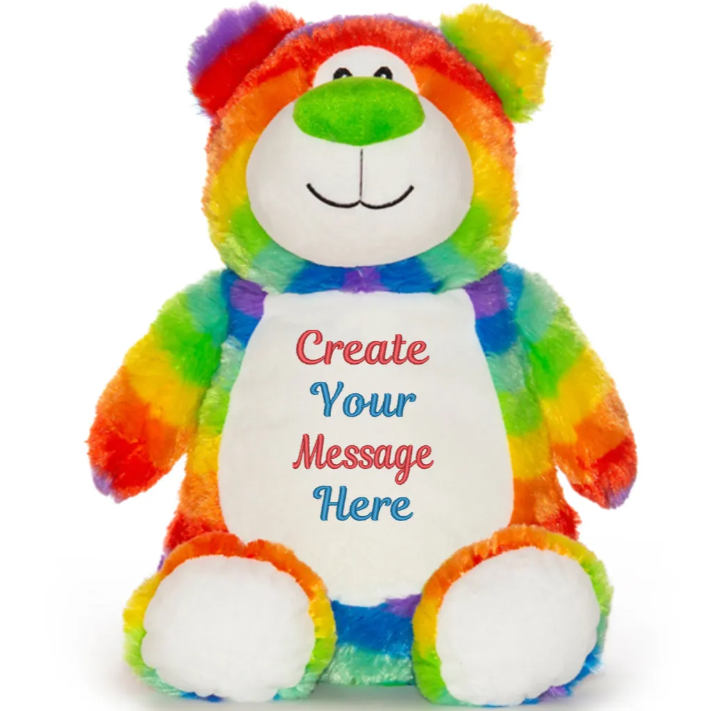 Cubbies Classic Collection Embroidery Blank - Cubbyford Rainbow Teddy Bear