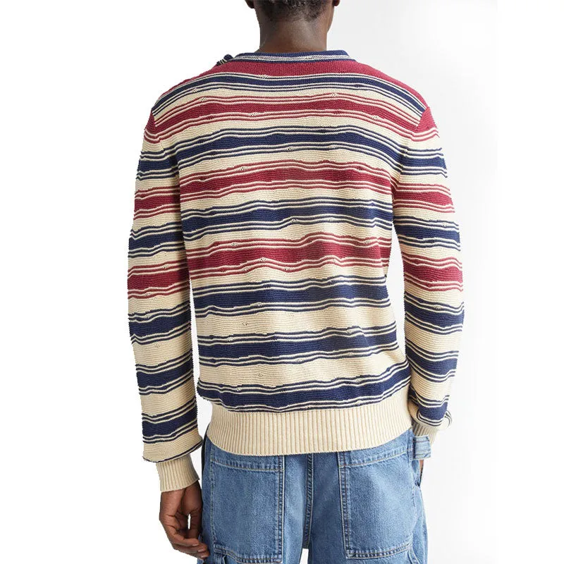 Custom Multi-Color Stripe Linen Knit Sweater - OEM/ODM Pullover Knitwear Manufacturer