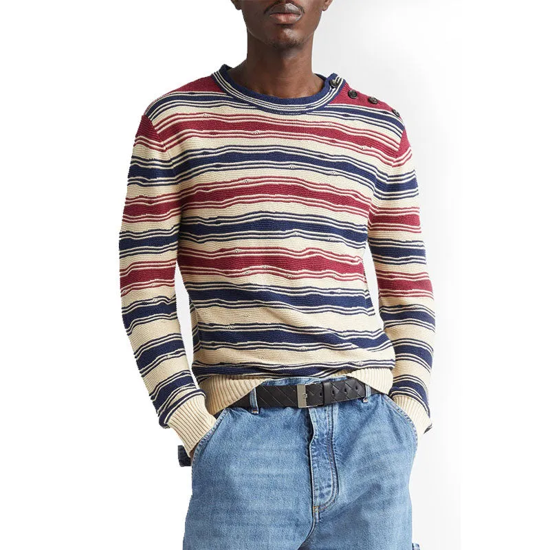 Custom Multi-Color Stripe Linen Knit Sweater - OEM/ODM Pullover Knitwear Manufacturer