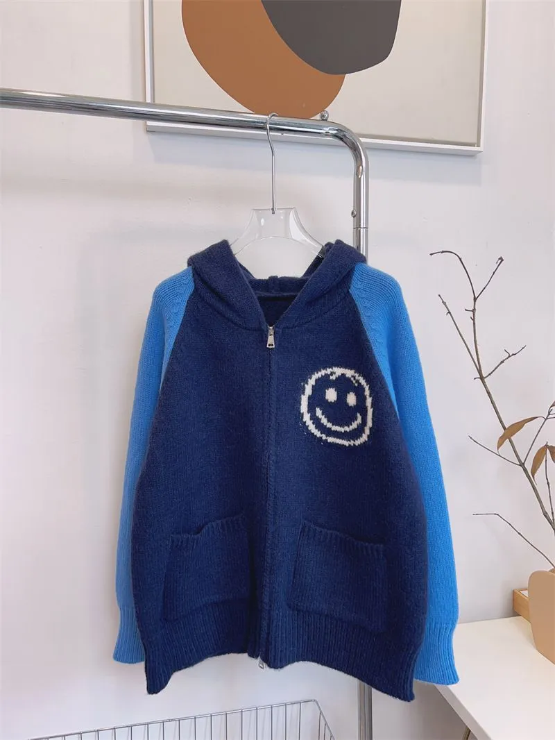 Cute Designer Smiley Face Zip Up Cardigan Sweater