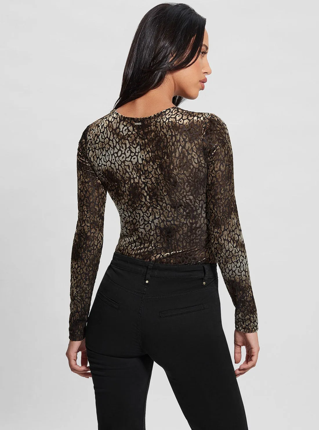 Dark Brown Belinda Velvet Print Top