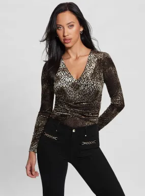 Dark Brown Belinda Velvet Print Top