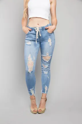 Distressed Denim Jogger