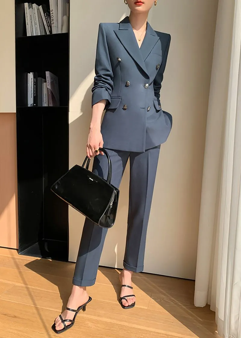 Double Breasted Blazer Pants Suit Two-Piece Set