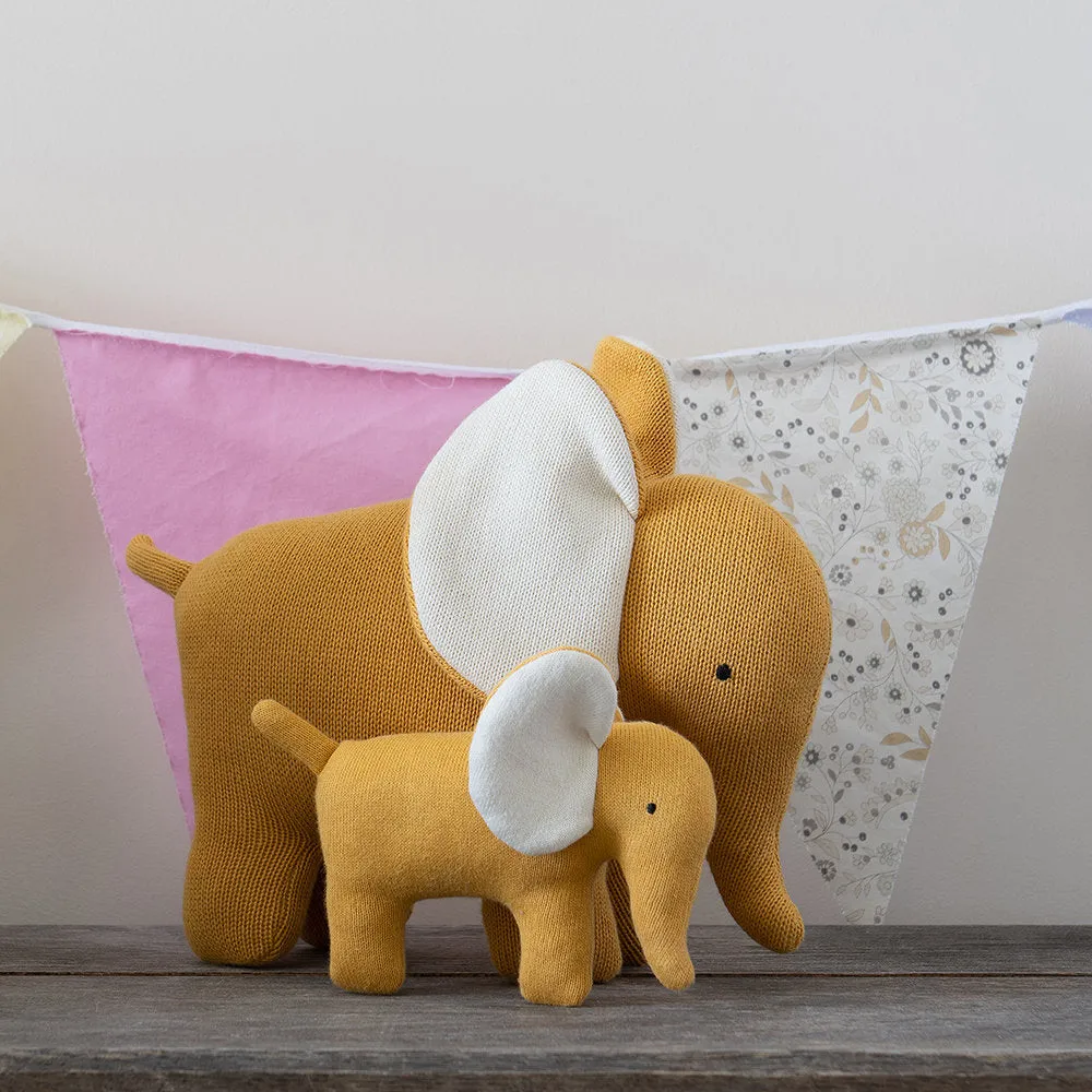 Elephant Soft Toy - Organic, Knitted Cotton - Large