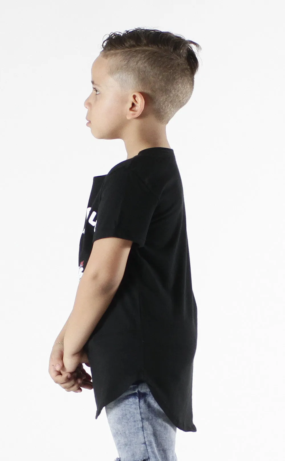 Entree Kids Astronaut Bear Curved Hem Tee In Black