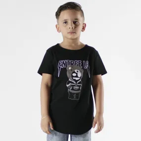 Entree Kids Bear Tour Black Curved Hem Tee