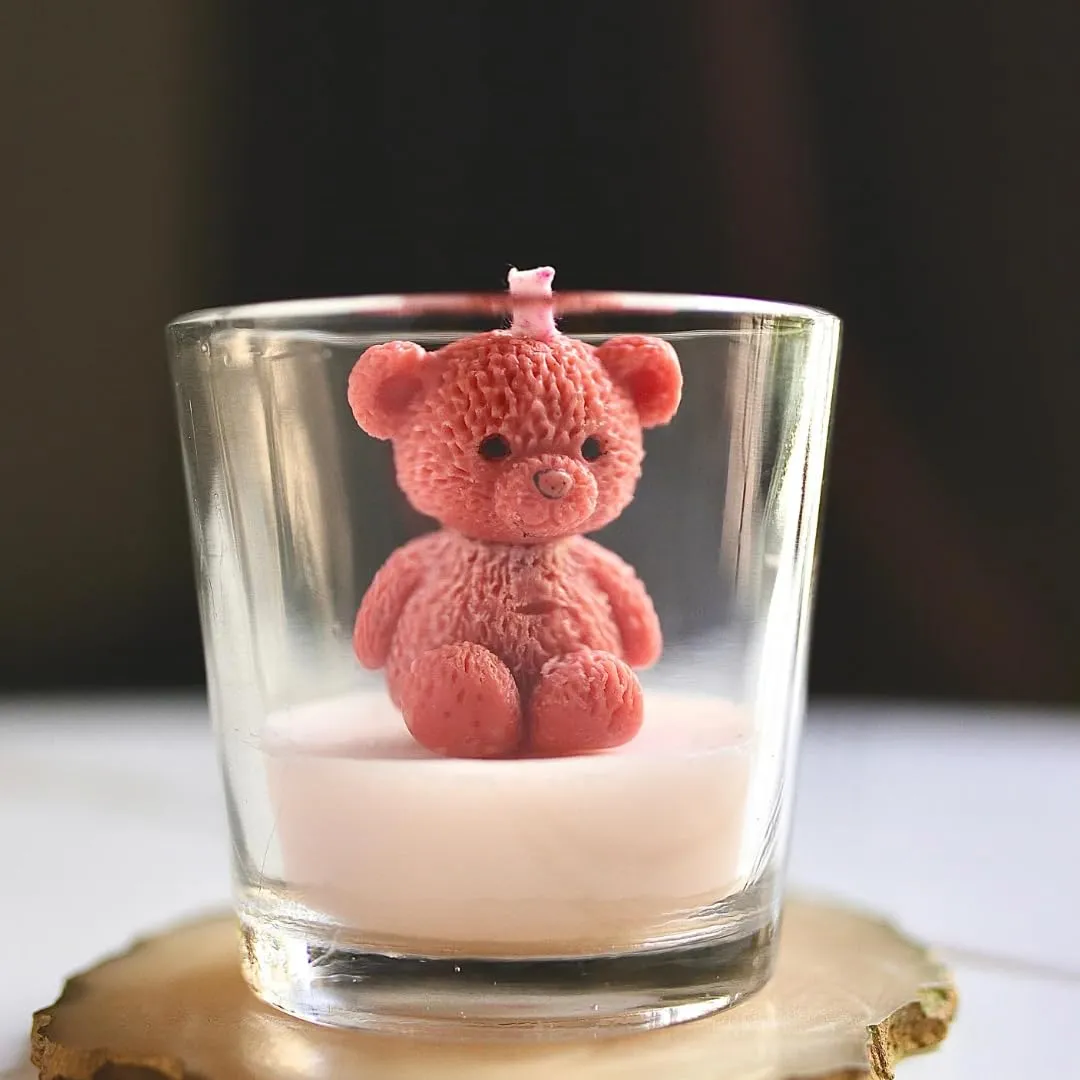 ESMY Teddy Bear Scented Candle | Vanilla | Pure Soy Wax (Pack of 10)