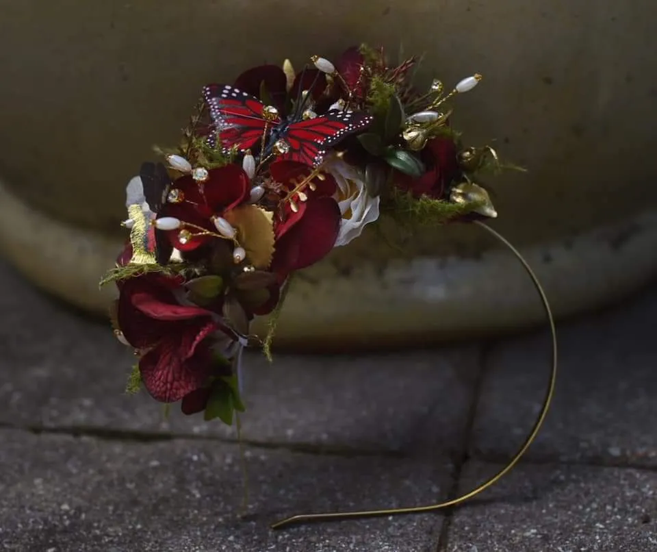 Euc Shades of Red Butterfly headband