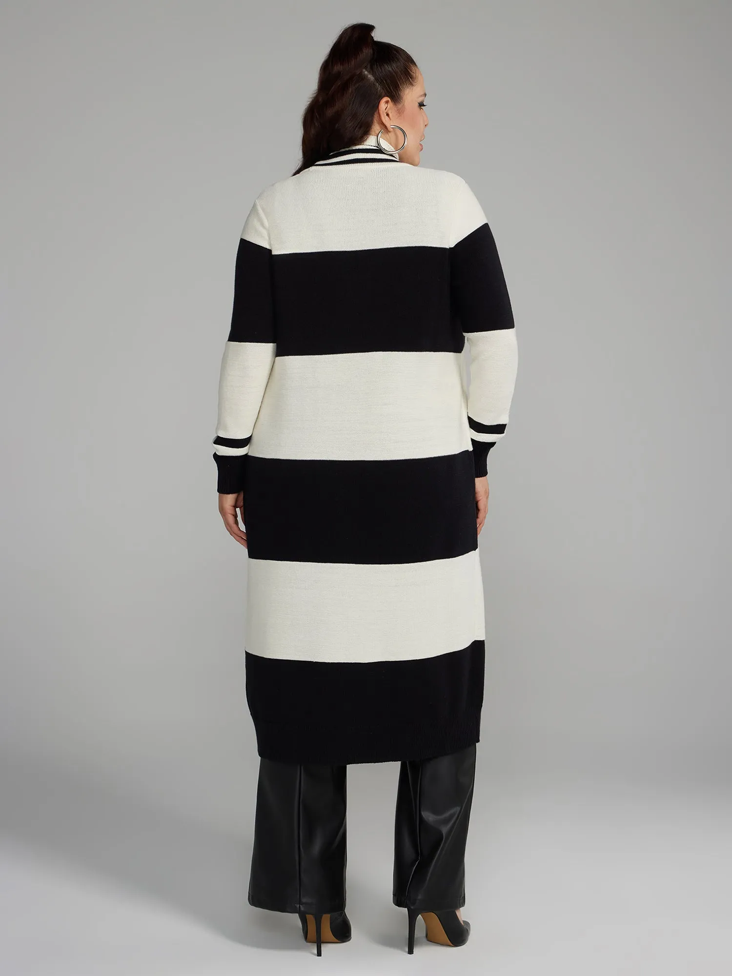 Fashion To Figure - Striped Long Knit Cardigan