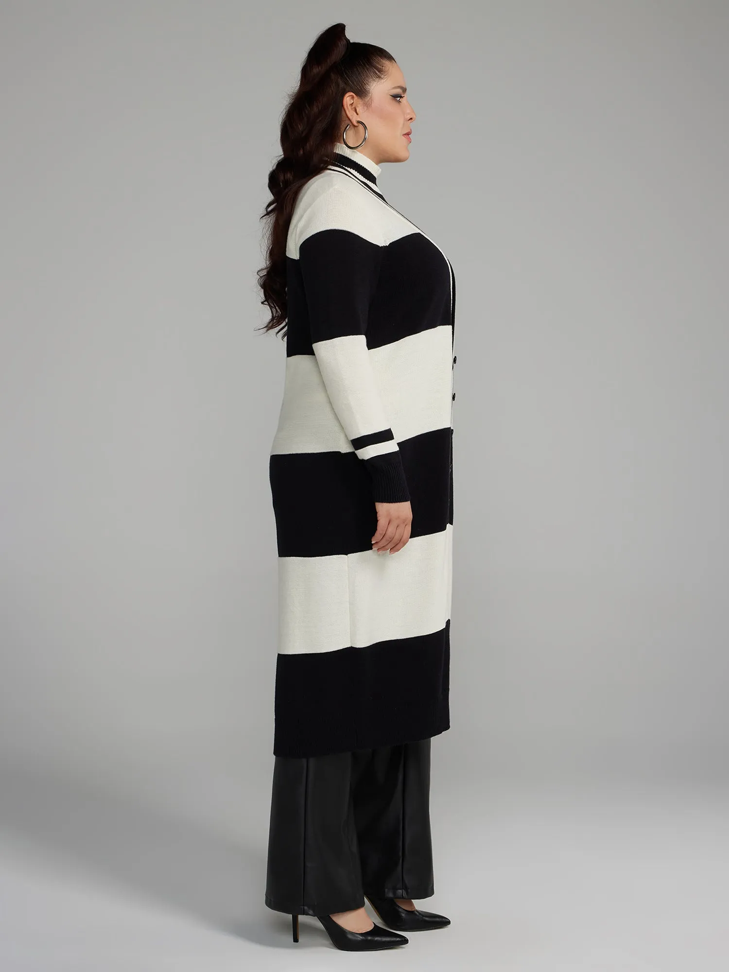 Fashion To Figure - Striped Long Knit Cardigan