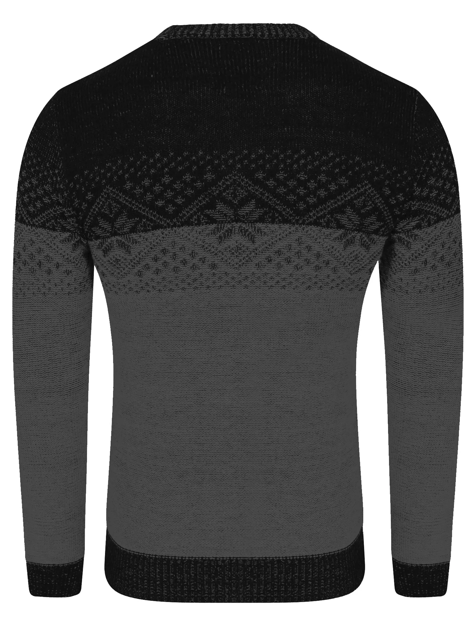 Flake Fairisle Knitted Jumper in Black / Castlerock - Season’s Greeting