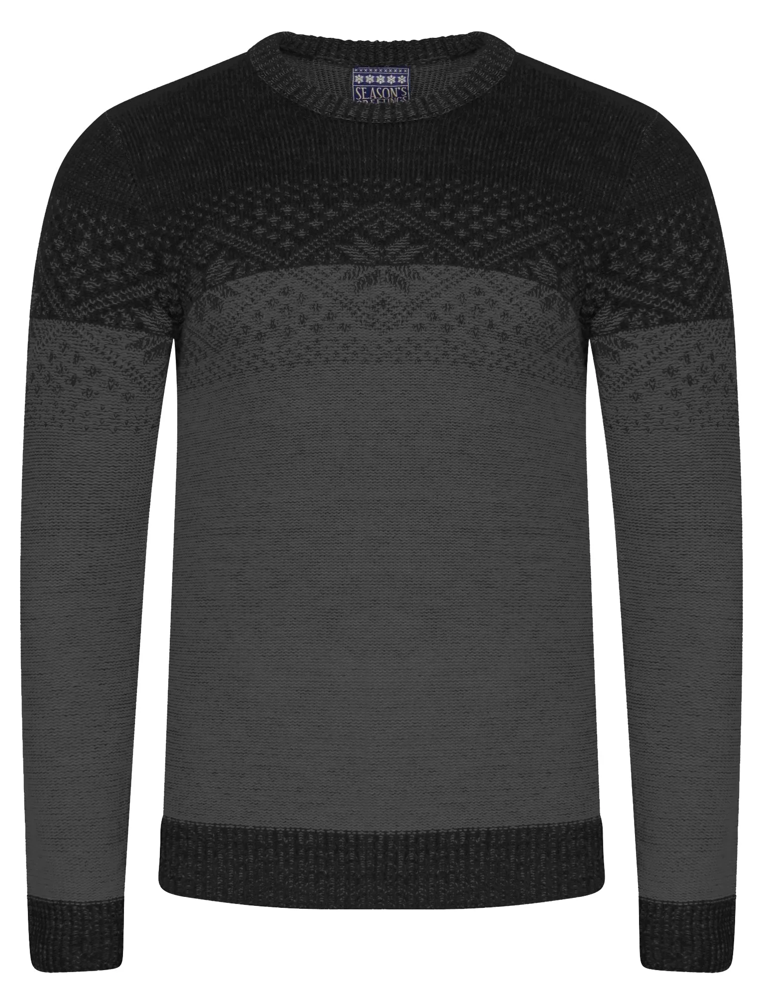 Flake Fairisle Knitted Jumper in Black / Castlerock - Season’s Greeting