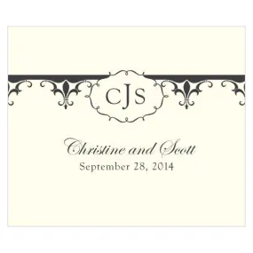 Fleur De Lis Rectangular Label Royal Blue