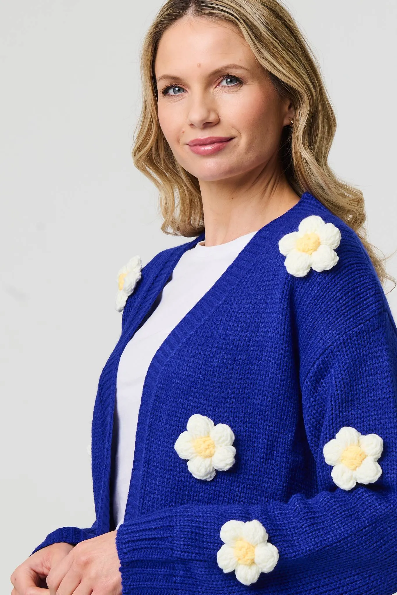 Floral Crochet Embellished Wrap Cardigan