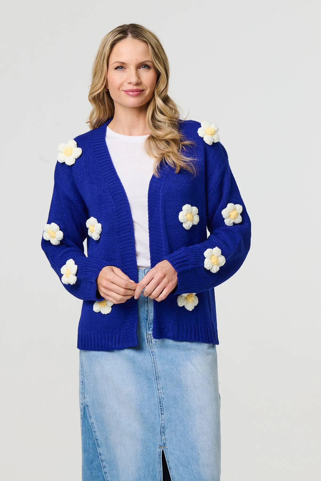 Floral Crochet Embellished Wrap Cardigan