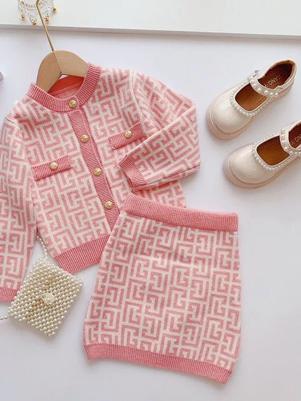 Future Leader Classy Cardigan And Skirt Set