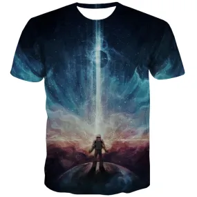 Galaxy T-shirt Men Nebula T shirts Funny Space Tshirts Casual Aurora Tshirt Printed