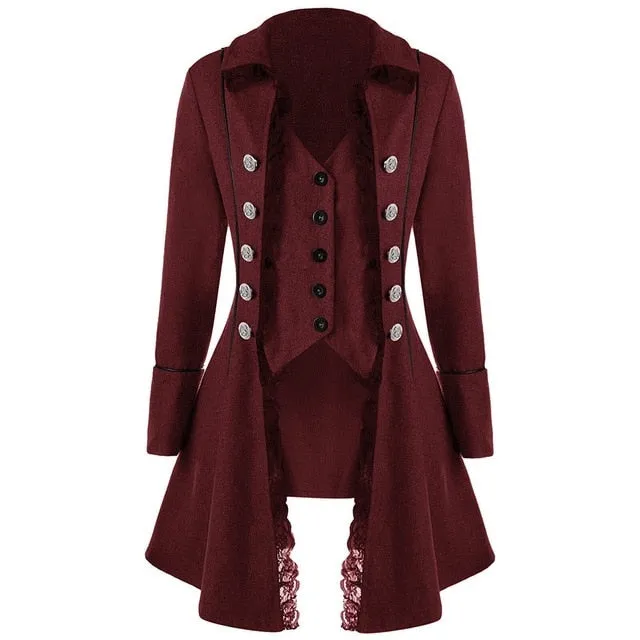 Gothic Casual Party Long Slim Plain Overcoat