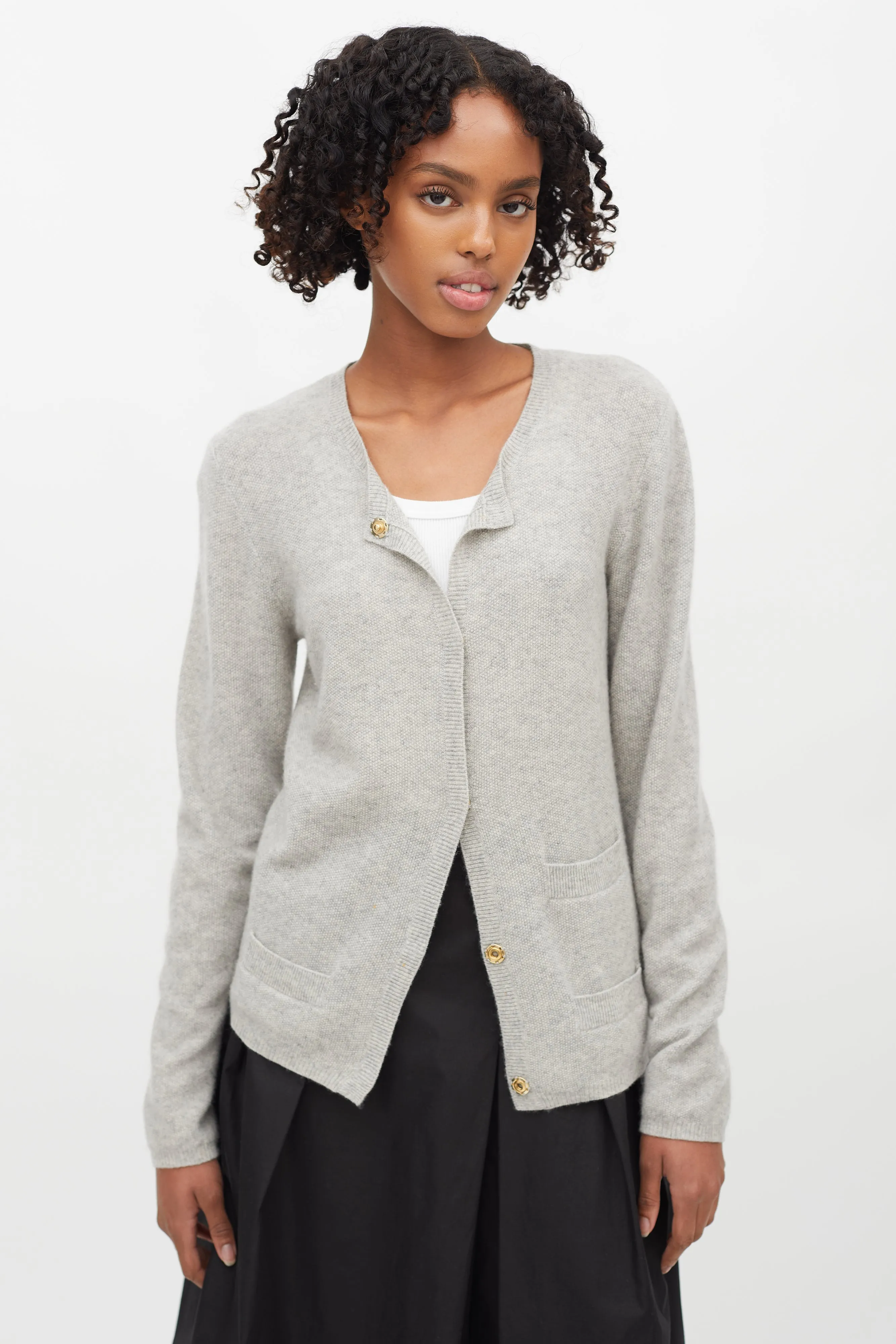 Grey Cashmere Cardigan