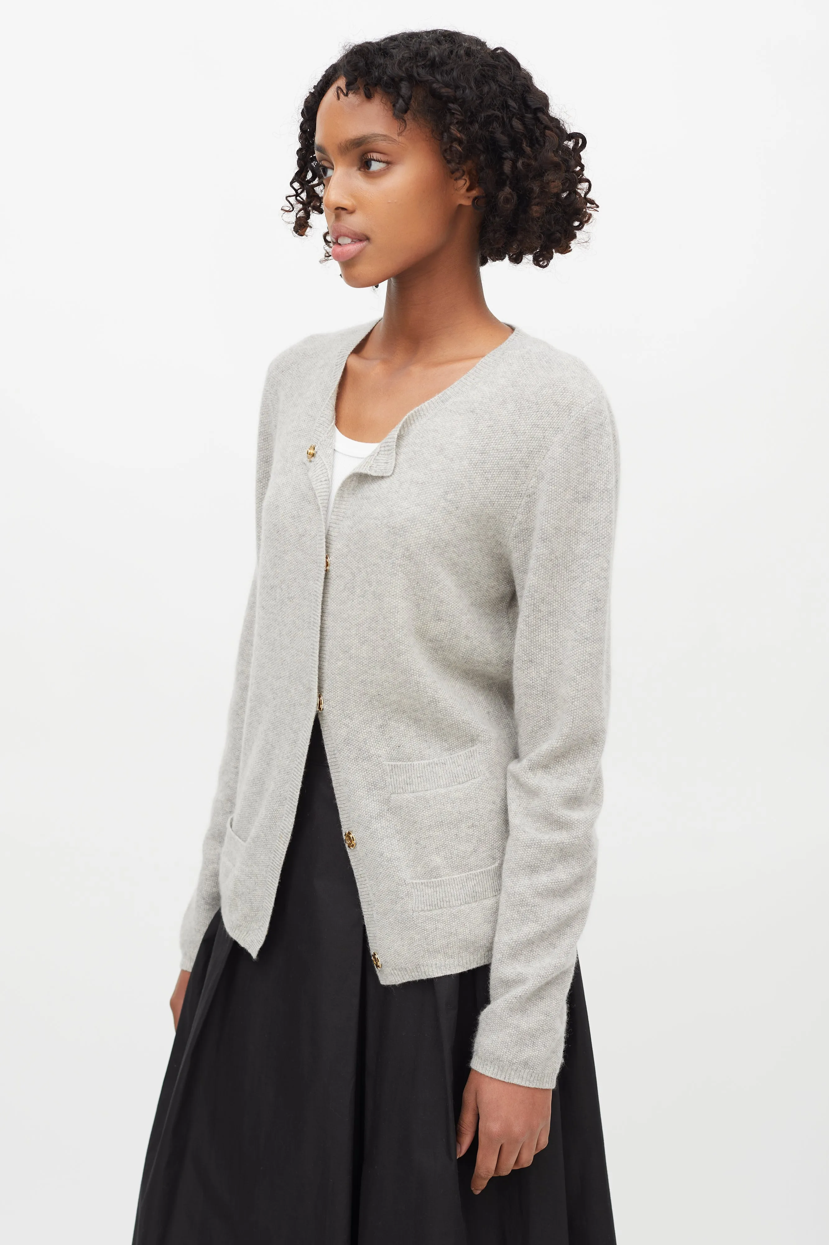 Grey Cashmere Cardigan