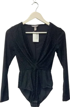 H&M Black Glitter Bodysuit UK 6