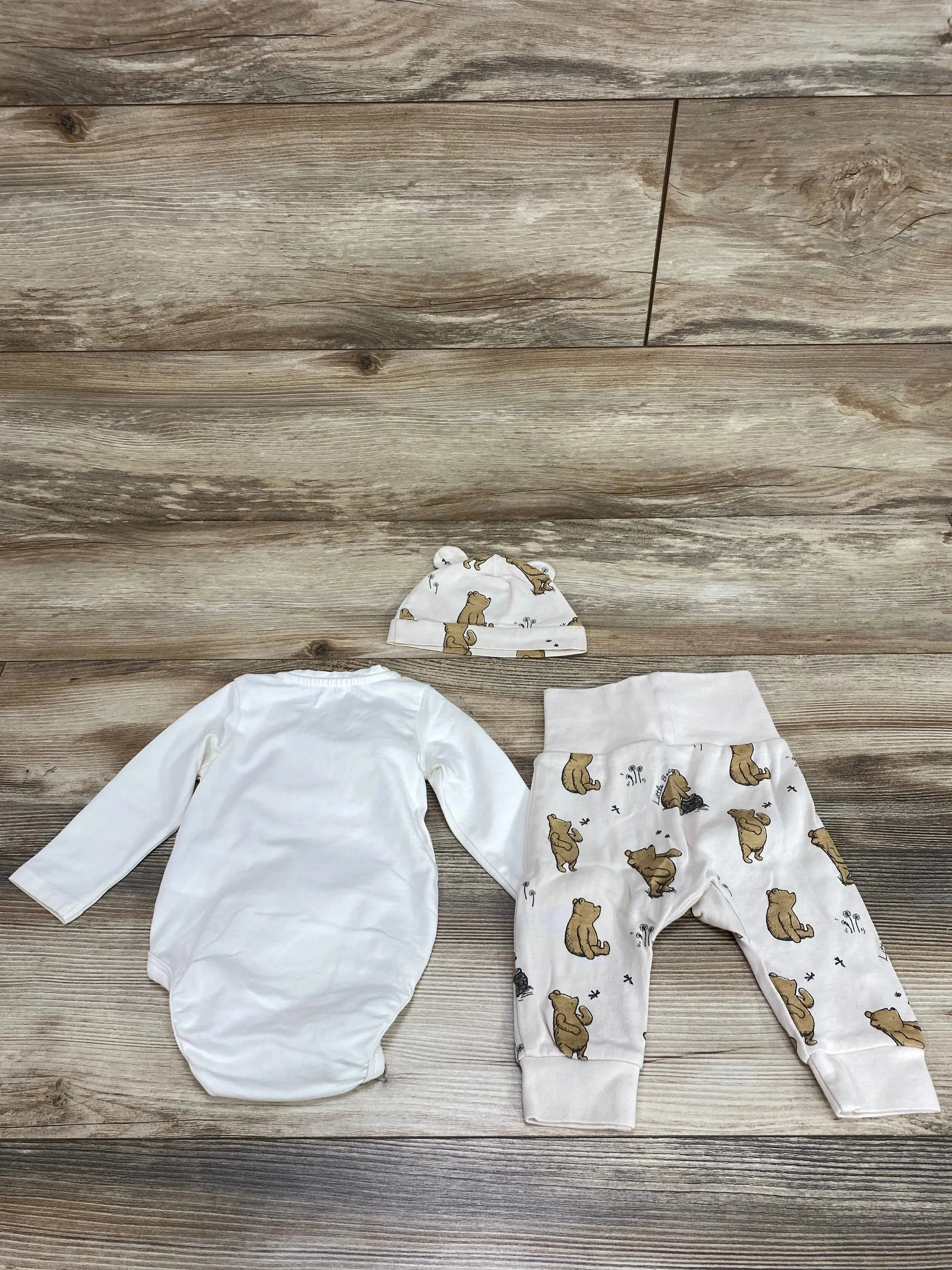 H&M Disney 3pc Hello Little Bear Bodysuit Set Cream sz 3m