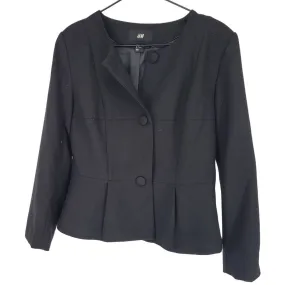 H&M Womens Sz 12 Peplum Style Career Blazer Black 3 Button