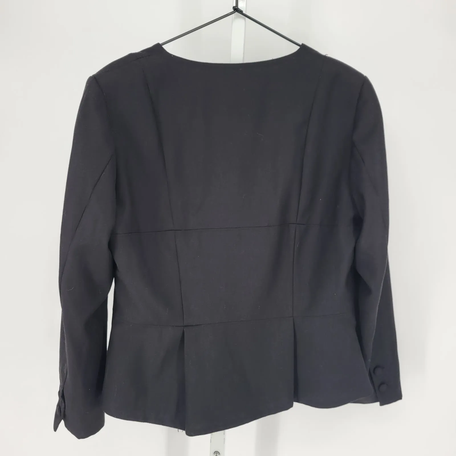 H&M Womens Sz 12 Peplum Style Career Blazer Black 3 Button