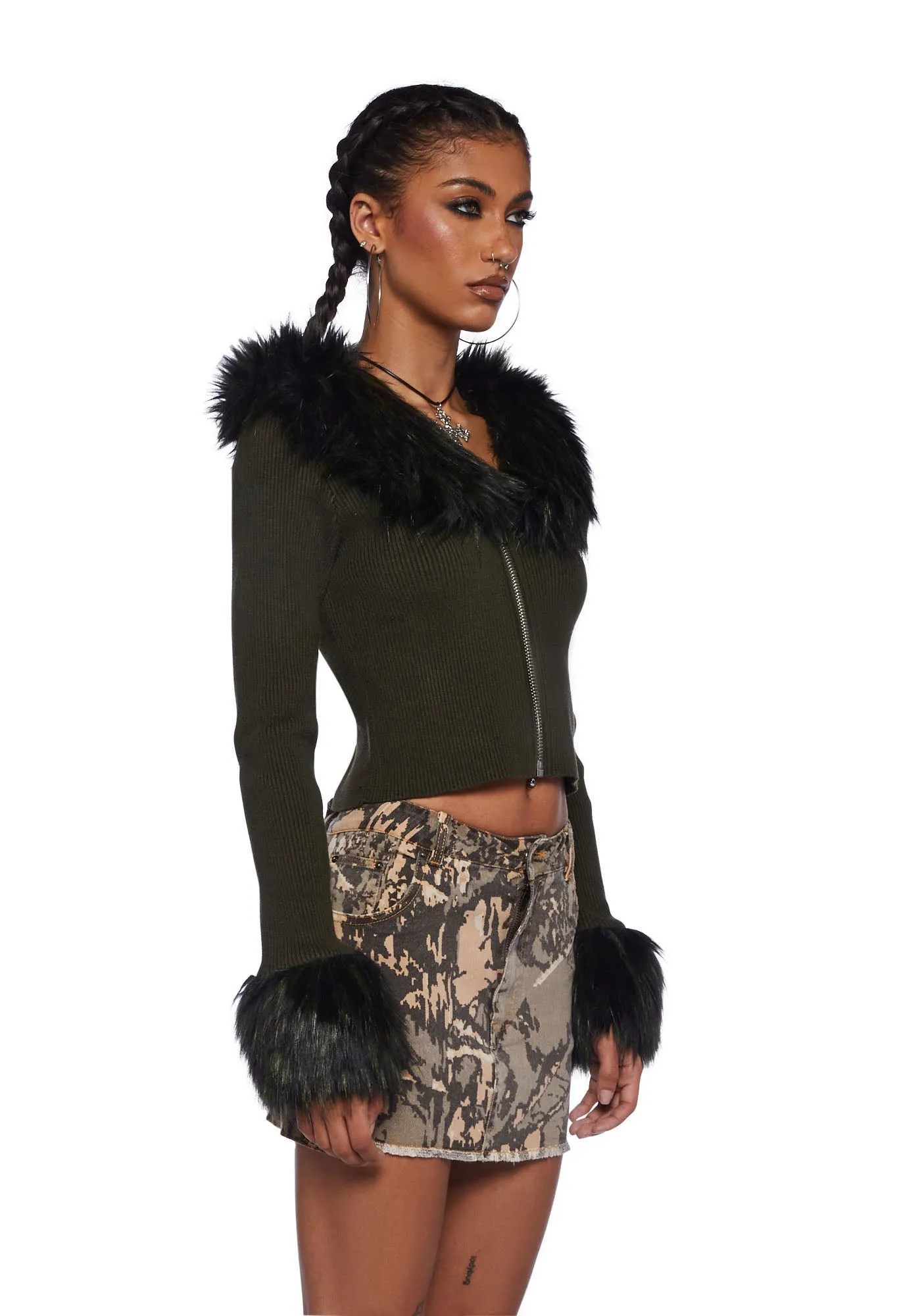 Handle With Scare Crop Top - Olive