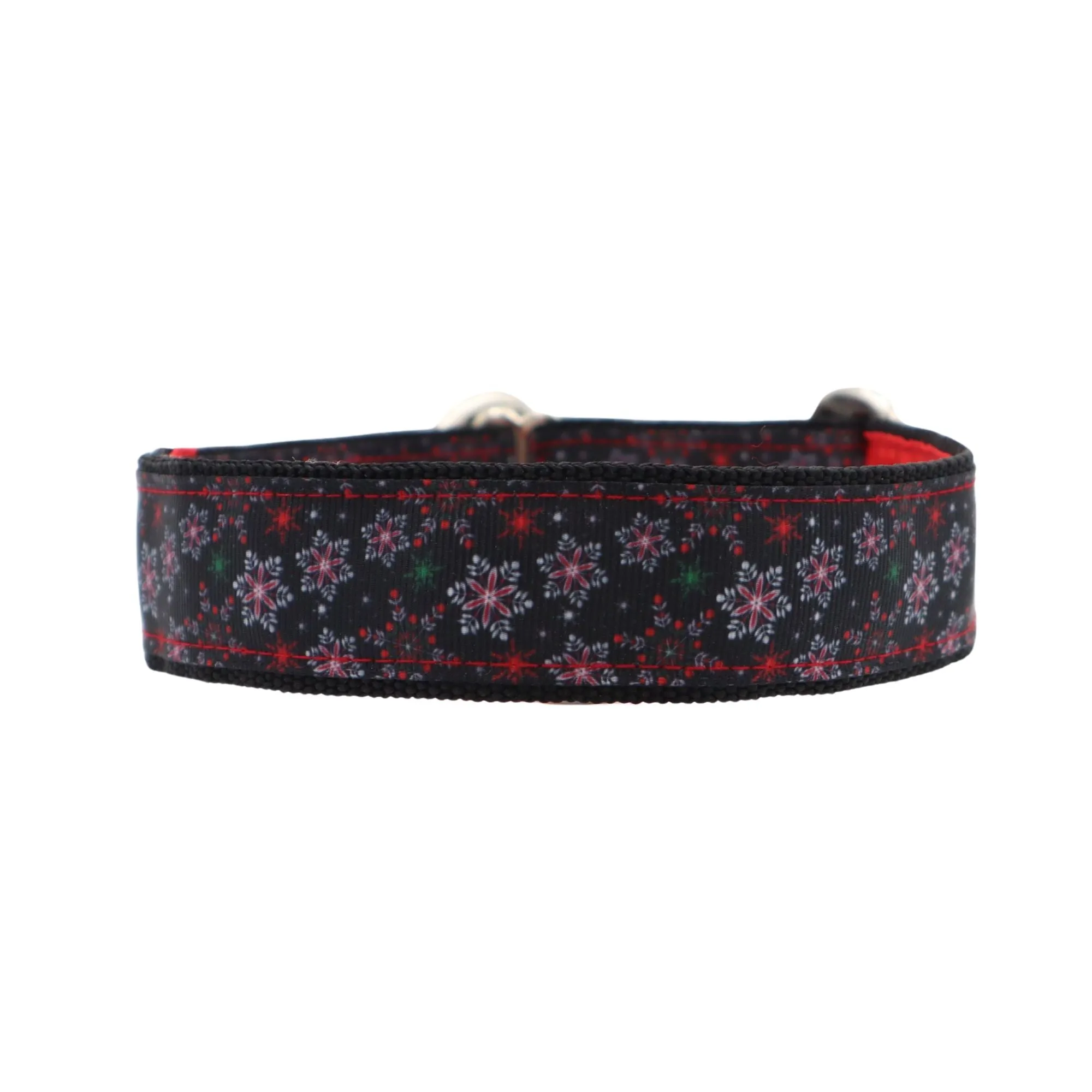 Handmade Dog Collar | Black Snowflakes | Width: 25-30-40 mm