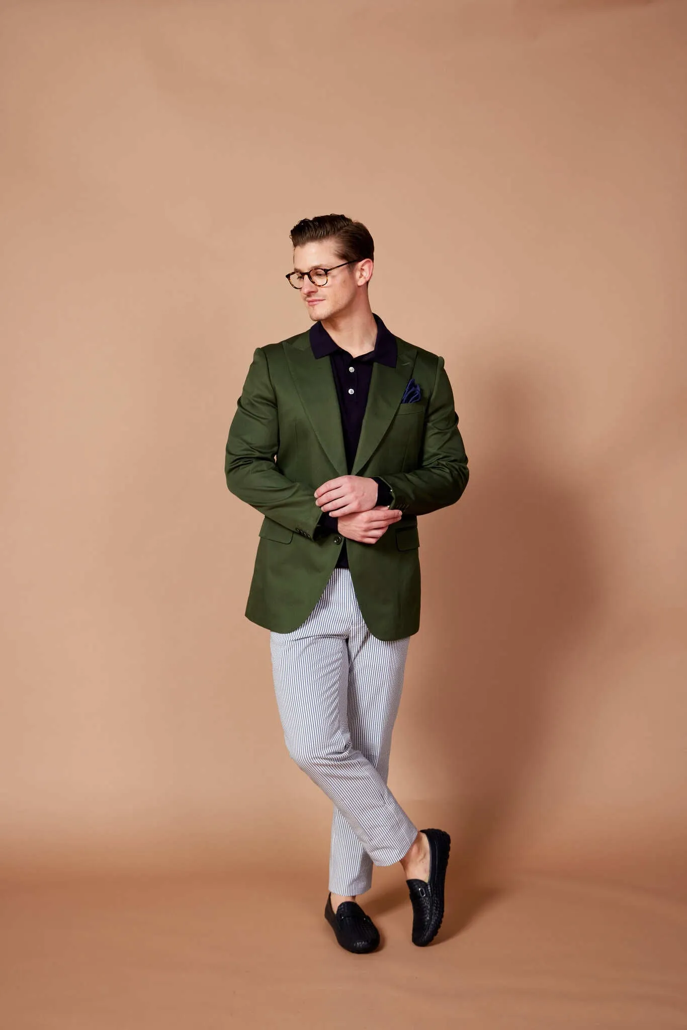 HENRY SARTORIAL Parma Cotton Blazer GREEN REG