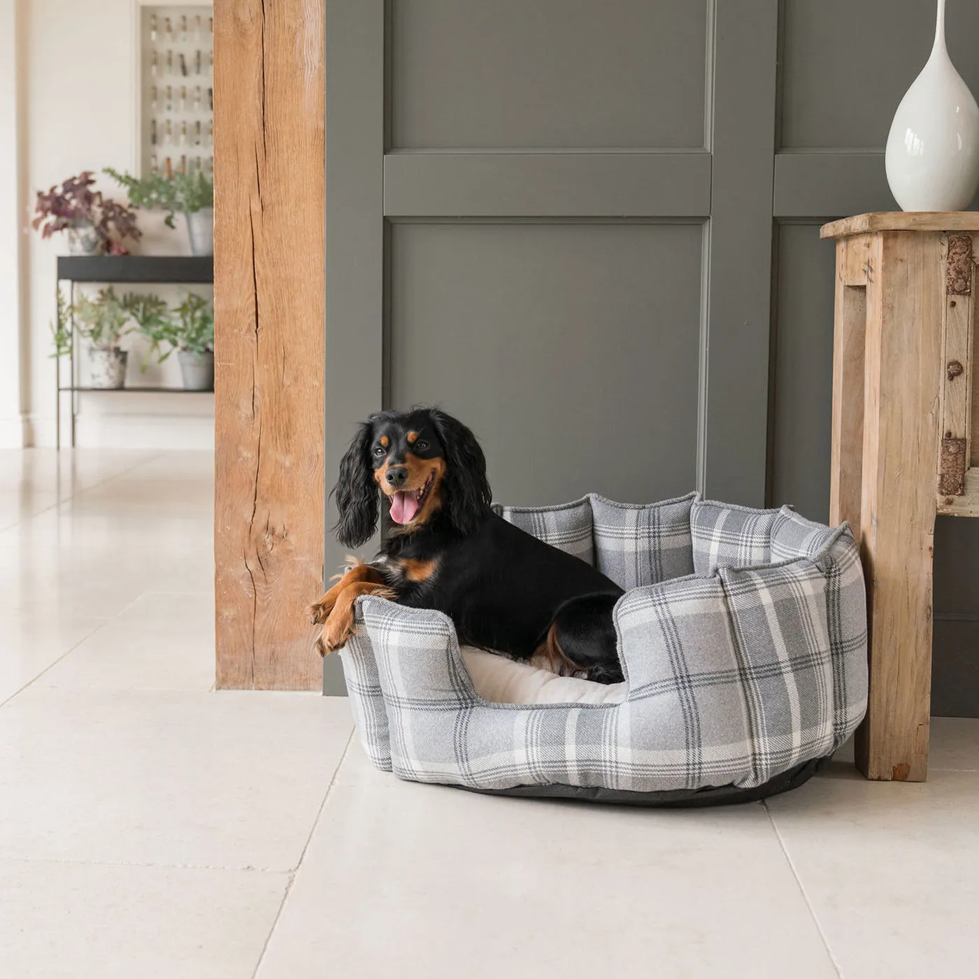 High Wall Bed in Balmoral Dove Grey Tweed by Lords & Labradors