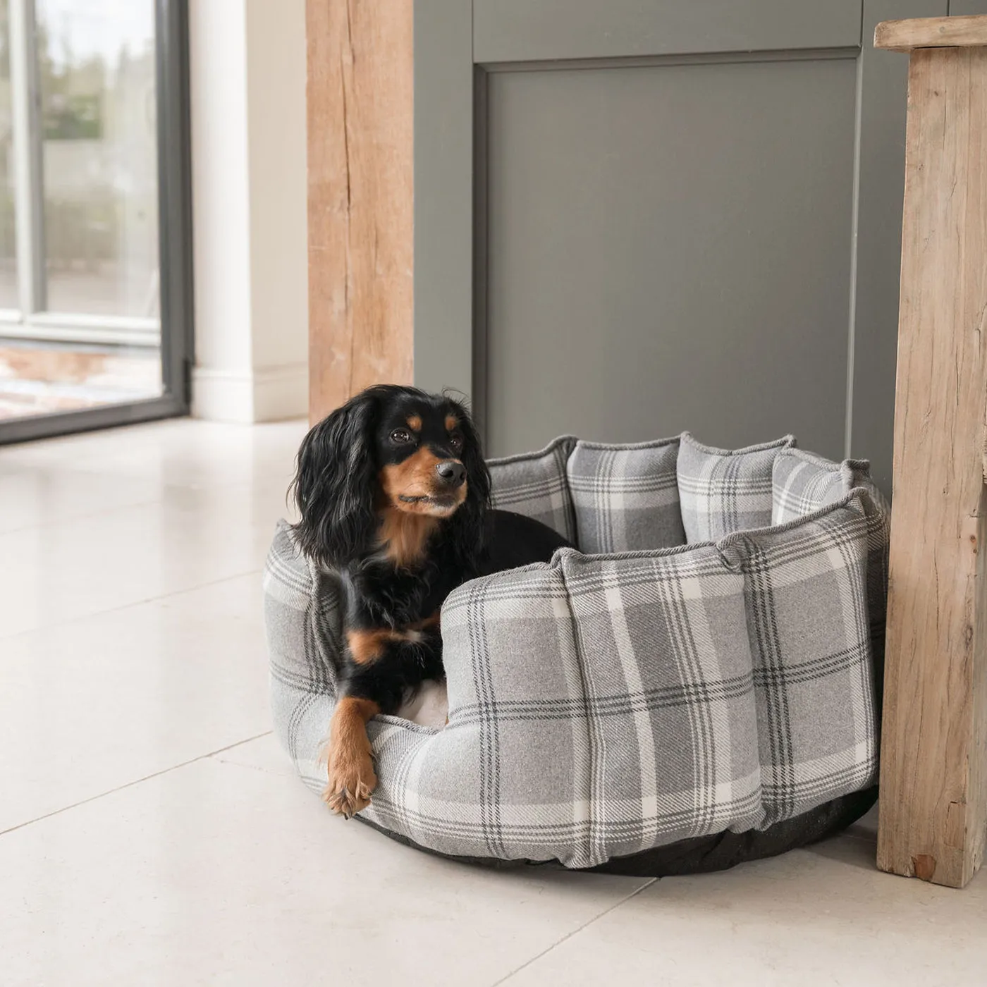 High Wall Bed in Balmoral Dove Grey Tweed by Lords & Labradors