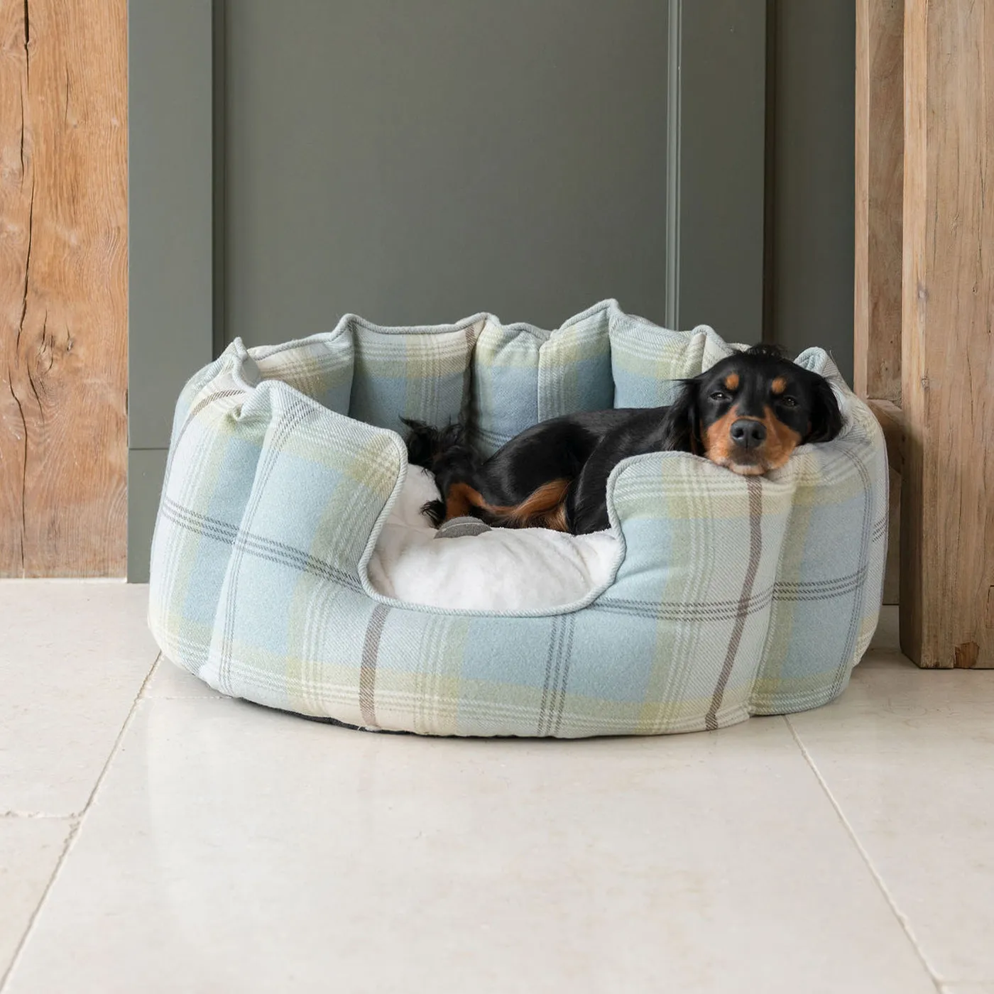 High Wall Bed in Balmoral Duck Egg Tweed by Lords & Labradors