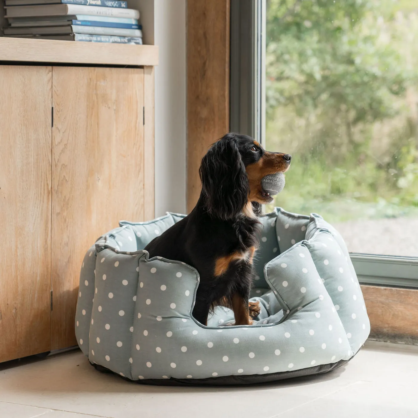 High Wall Bed in Duck Egg Spot by Lords & Labradors