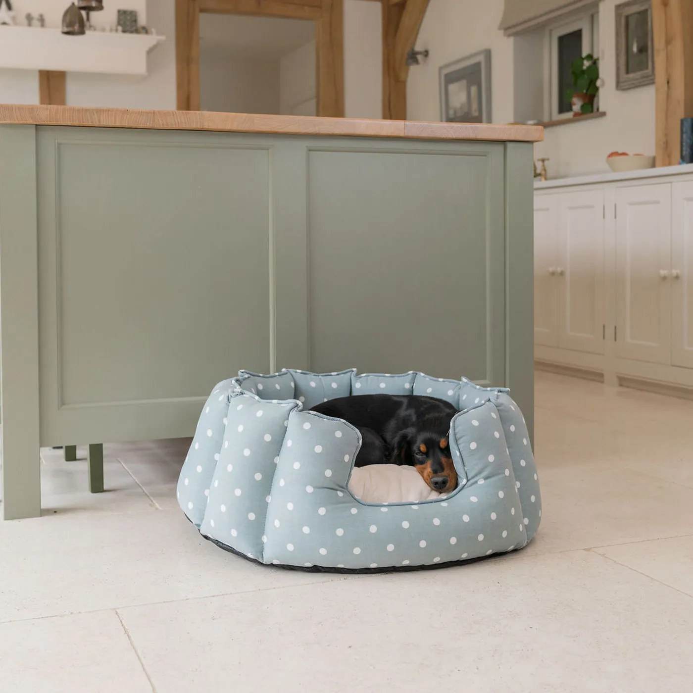 High Wall Bed in Duck Egg Spot by Lords & Labradors