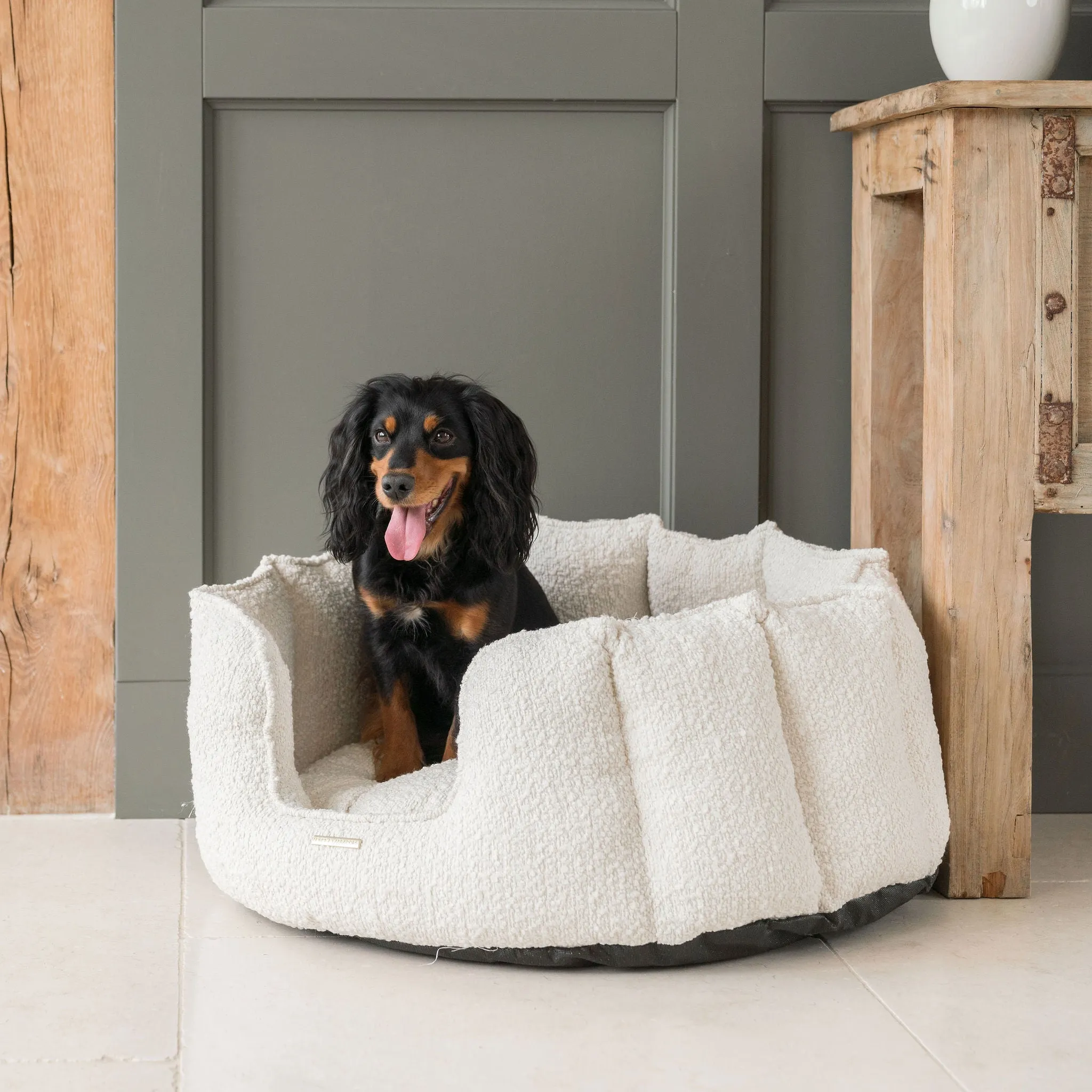 High Wall Bed in Ivory Bouclé by Lords & Labradors