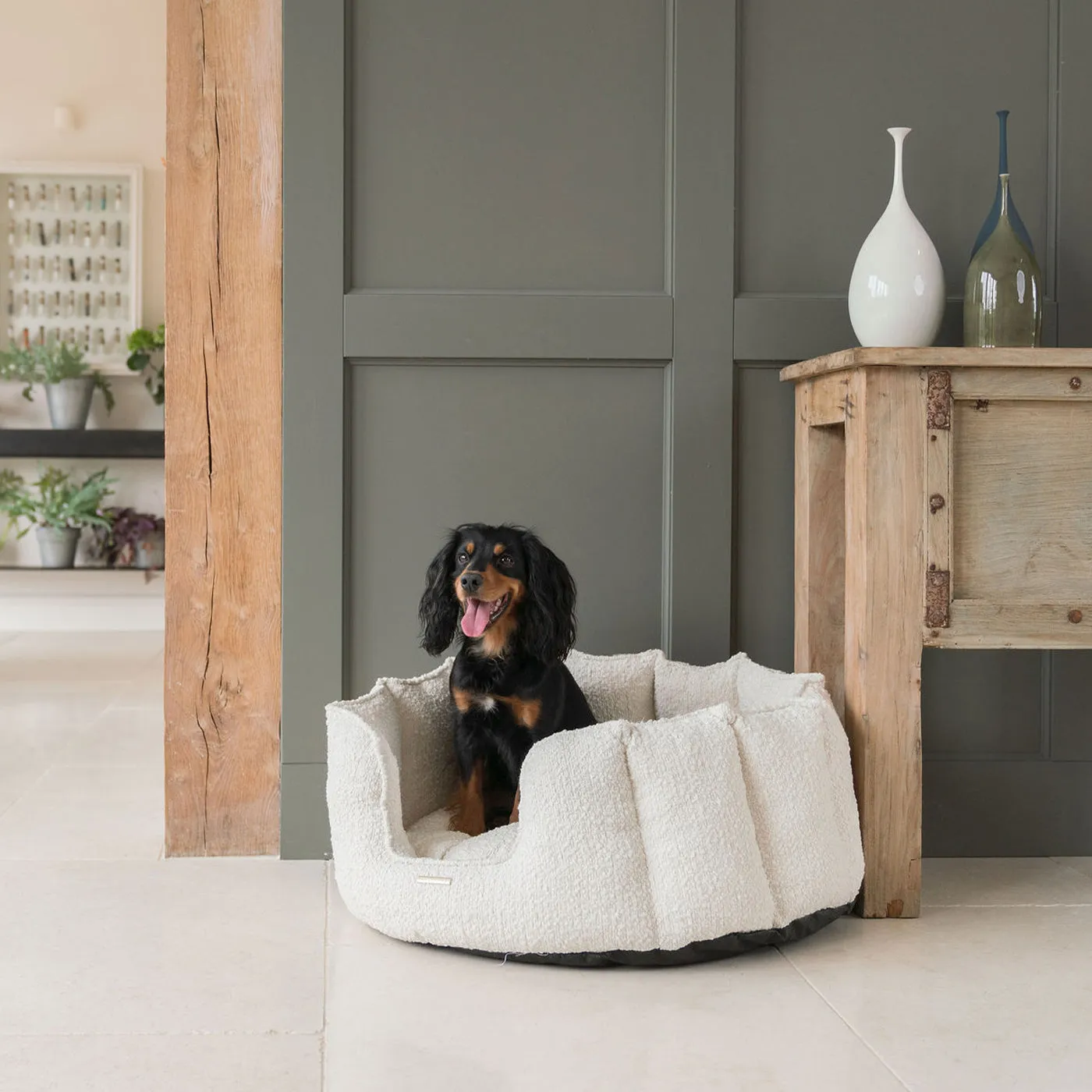 High Wall Bed in Ivory Bouclé by Lords & Labradors