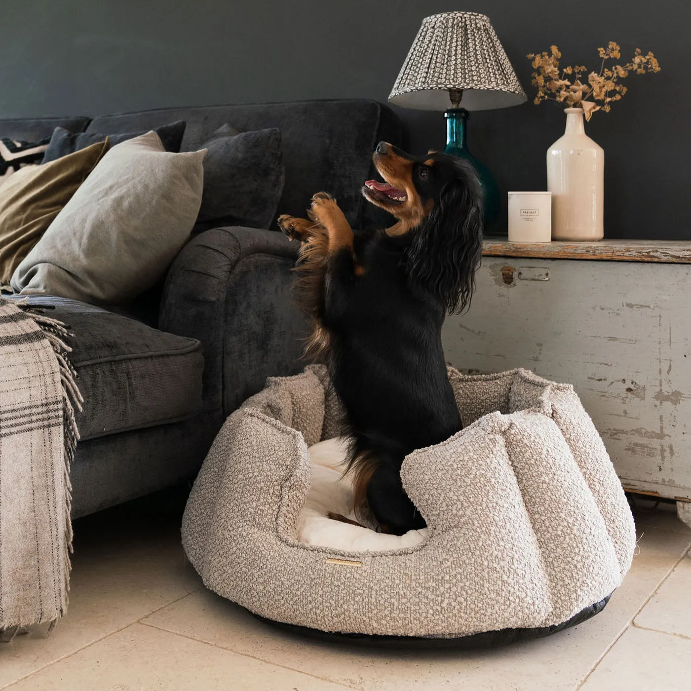 High Wall Bed in Mink Bouclé by Lords & Labradors