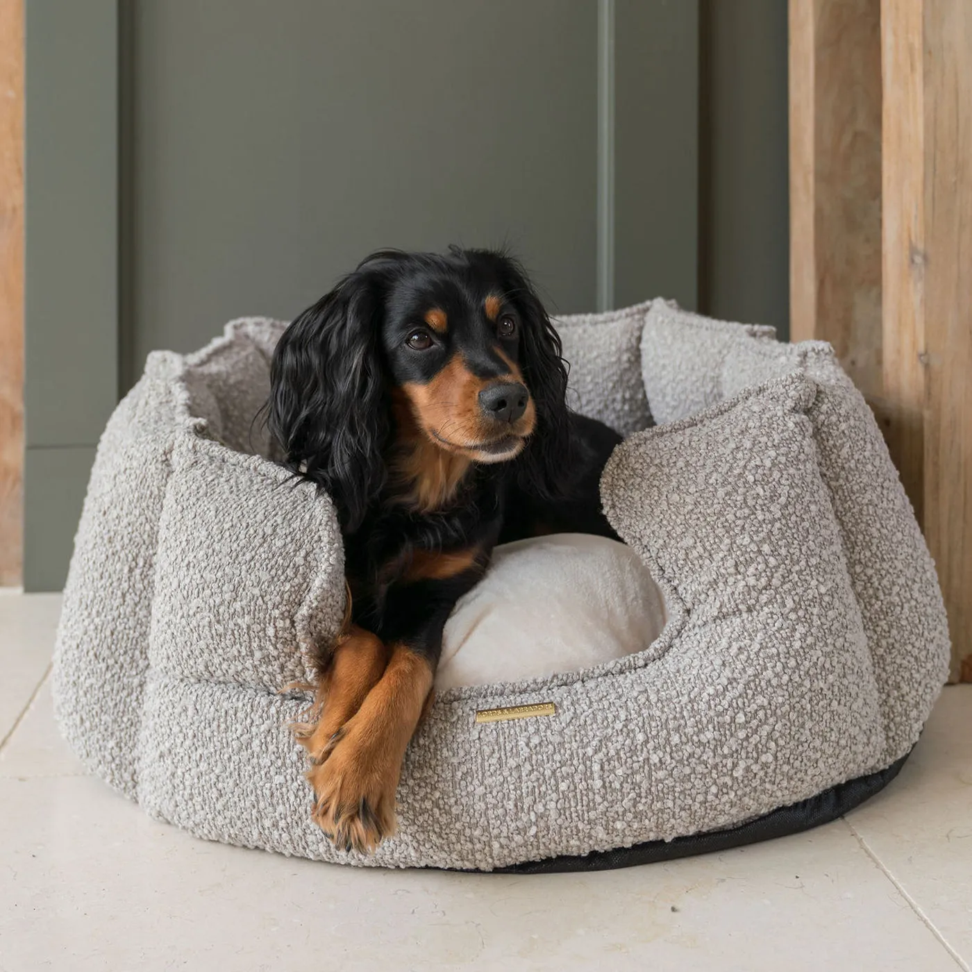 High Wall Bed in Mink Bouclé by Lords & Labradors