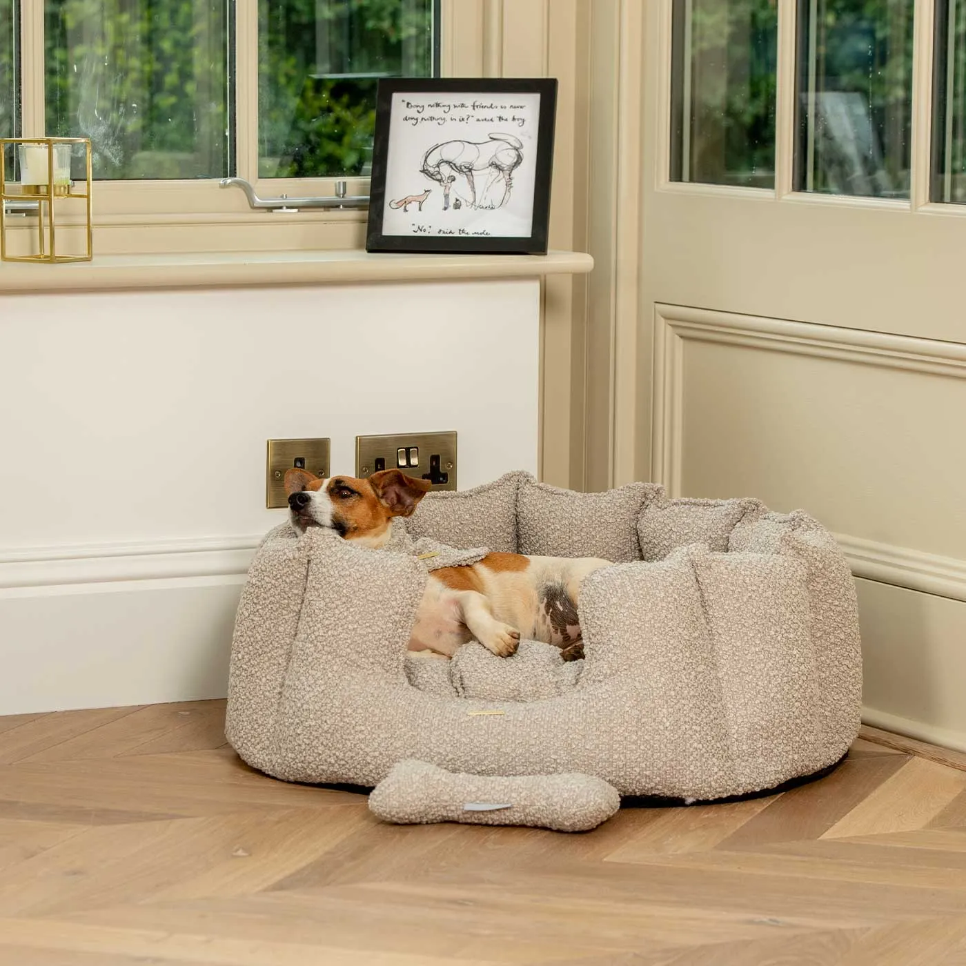 High Wall Bed in Mink Bouclé by Lords & Labradors