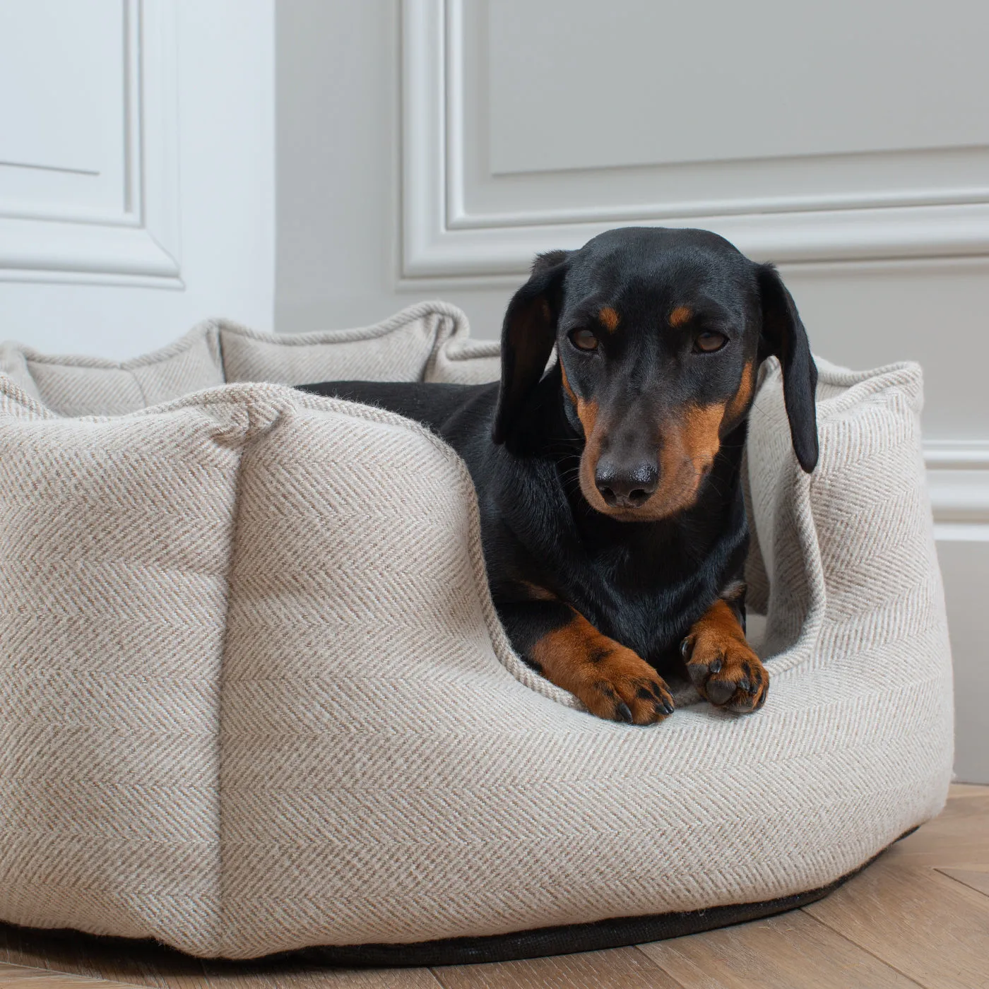 High Wall Bed in Natural Herringbone Tweed by Lords & Labradors