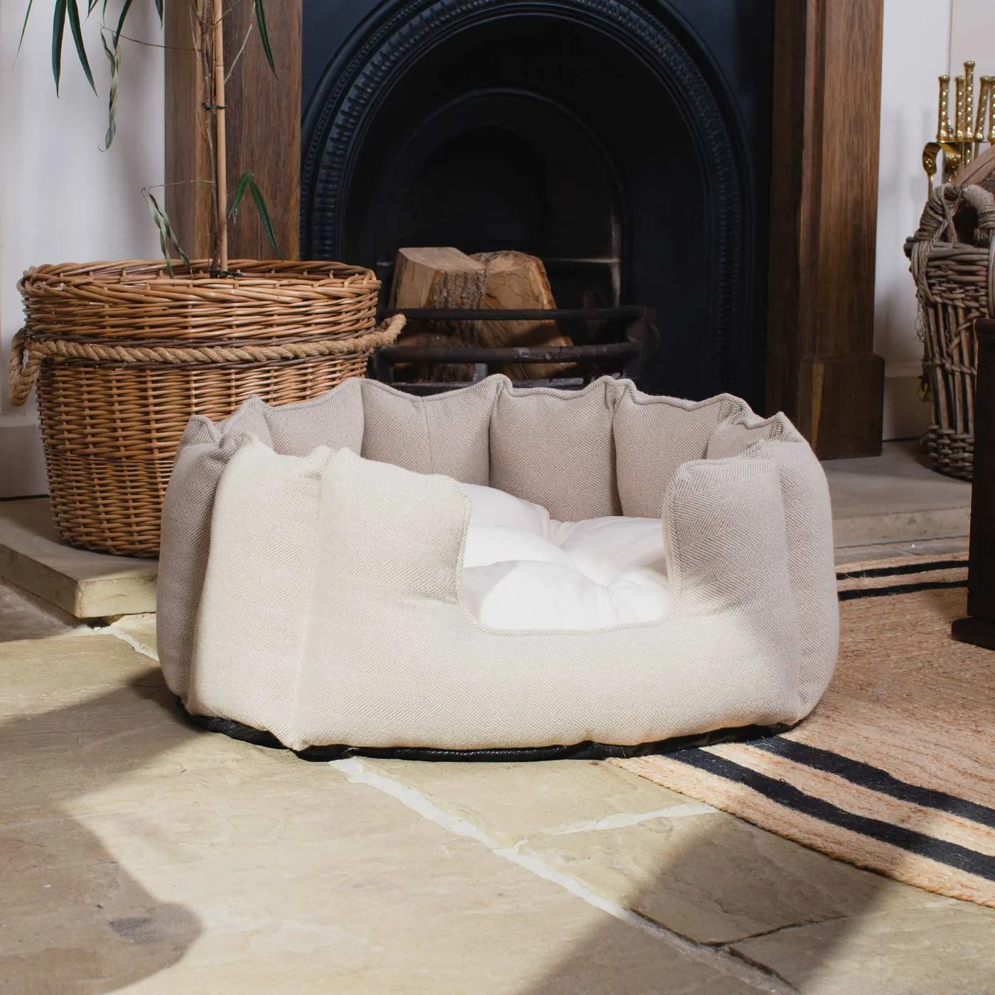 High Wall Bed in Natural Herringbone Tweed by Lords & Labradors