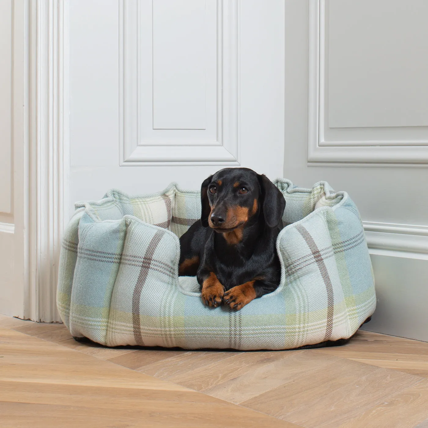 High Wall Bed With Removable Covers in Balmoral Duck Egg Tweed by Lords & Labradors